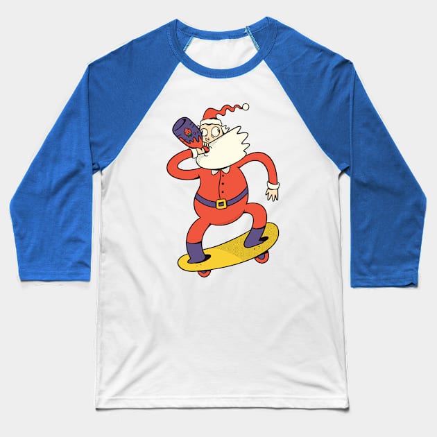 Alcoholic Santa Claus Baseball T-Shirt by MajorCompany